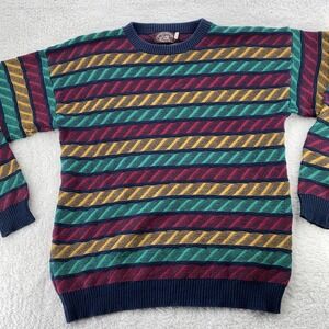 Vintage Victoria Dry Goods Sweater S/M Stripe Crewneck‎ Made USA 90s